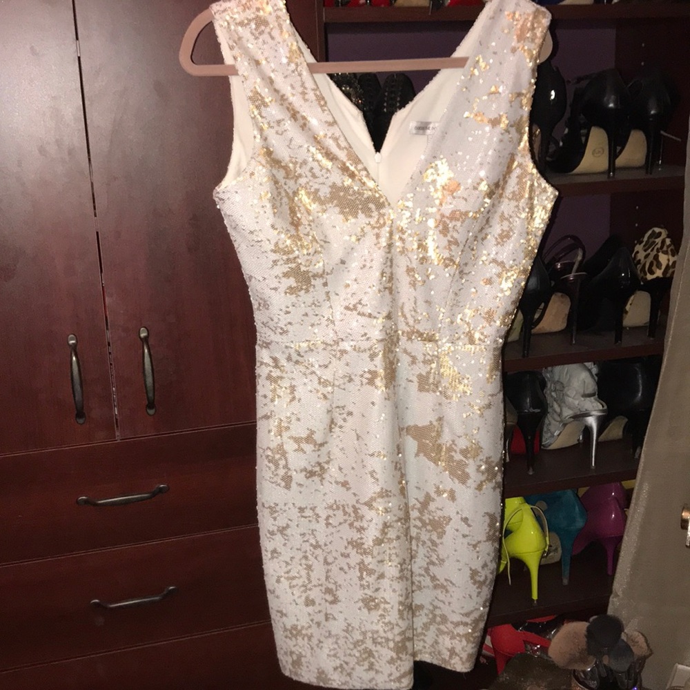 Dress the population white and gold dress